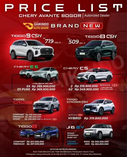 Pricelist Harga Chery bekasiselatan 2025